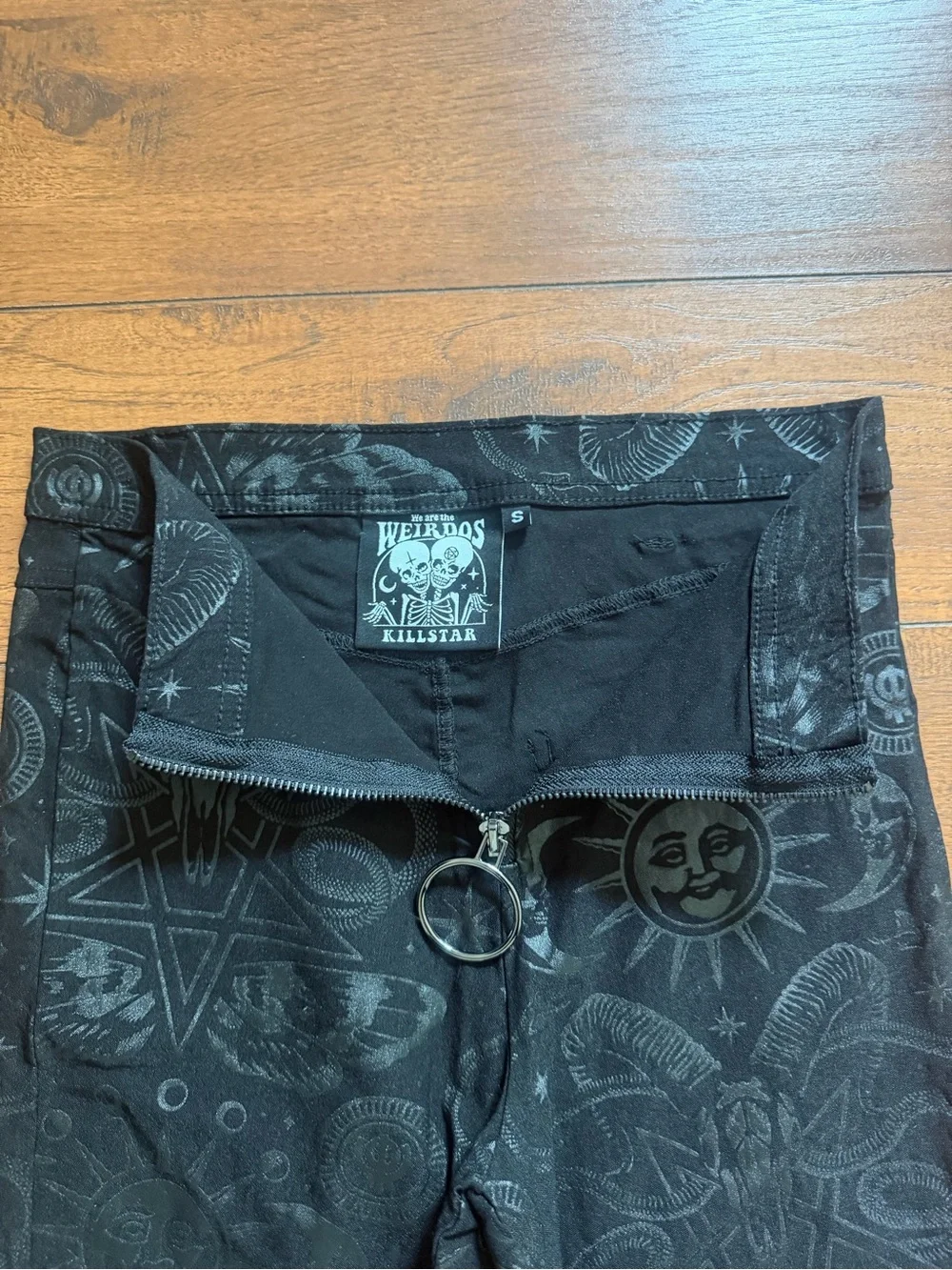 Killstar Black Skinny Pants with Moon & Sun Print